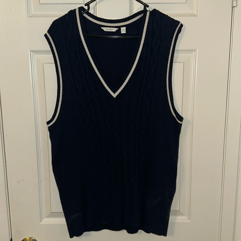 Sweater Vest Womens Golf Navy Blue with Knit Pattern Plus Size